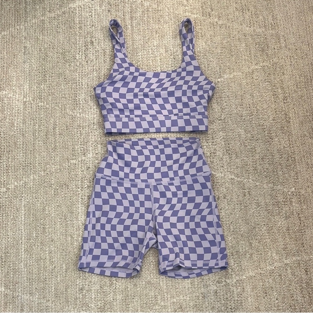WILO the Label Wave Purple Check Print Two Piece Set